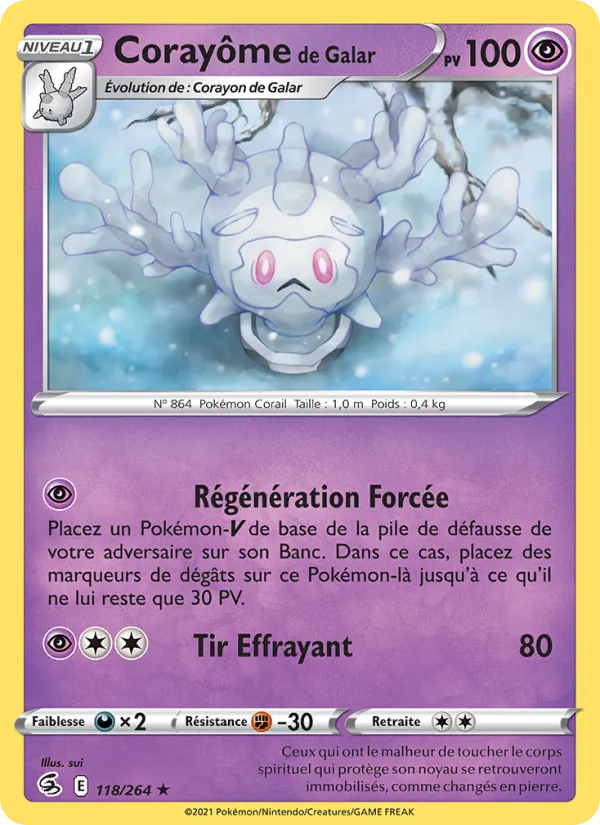 Carte Pokémon Corayôme de Galar 118/264 de l'extension Poing de Fusion