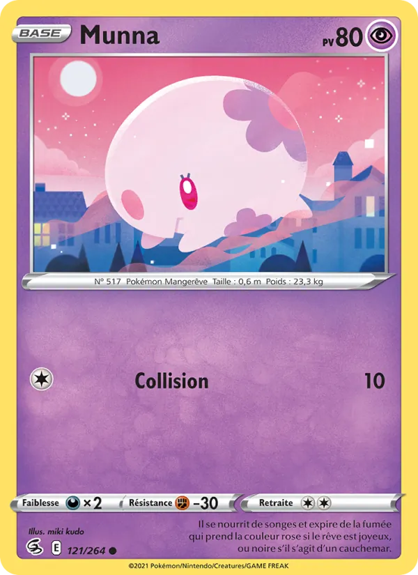 Carte Pokémon Munna 121/264 de l'extension Poing de Fusion
