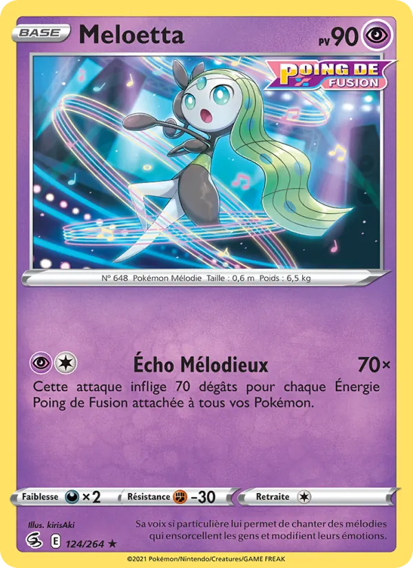Carte Pokémon Meloetta 124/264 de l'extension Poing de Fusion