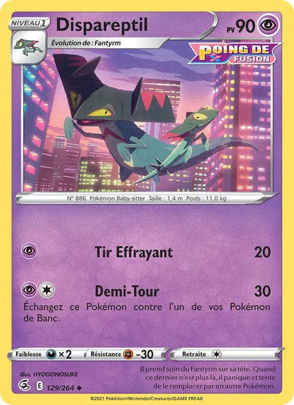 Carte Pokémon Dispareptil 129/264 de l'extension Poing de Fusion