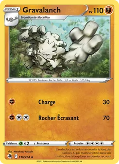 Carte Pokémon Gravalanch 136 — Poing de Fusion