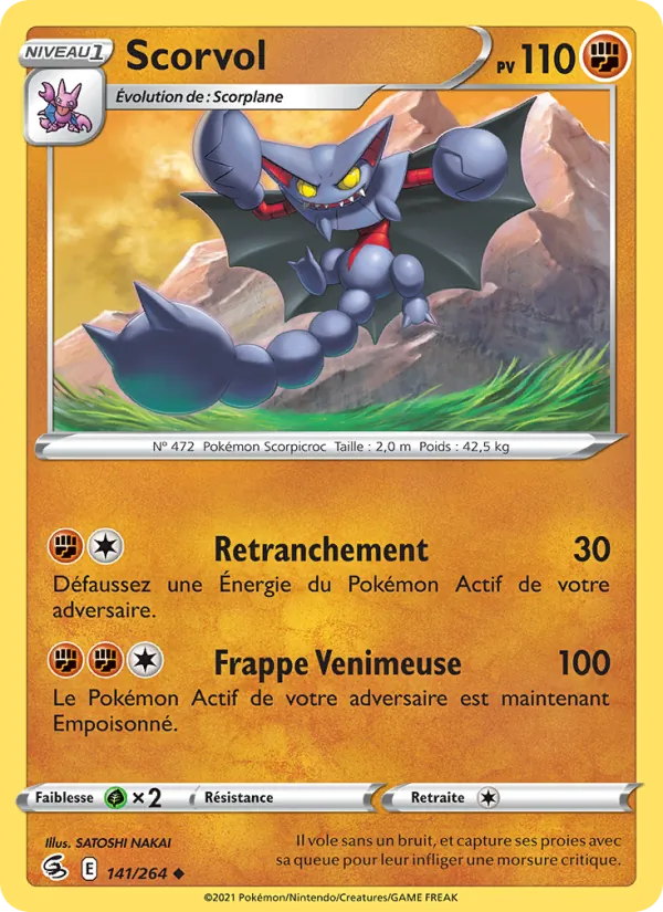 Carte Pokémon Scorvol 141/264 de l'extension Poing de Fusion