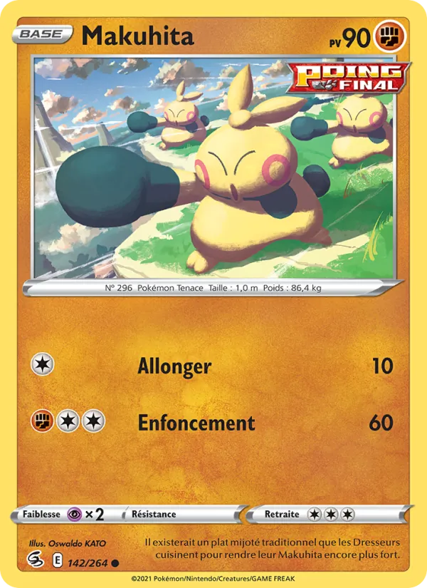Carte Pokémon Makuhita 142/264 de l'extension Poing de Fusion