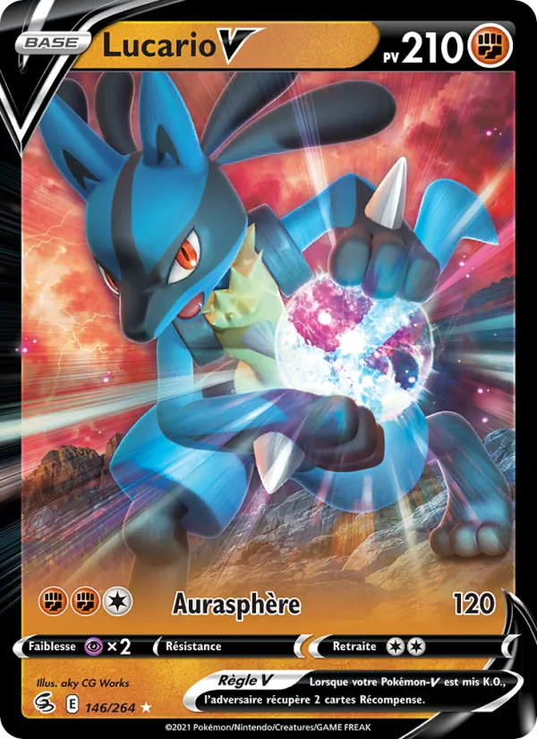 Carte Pokémon Lucario V 146/264 de l'extension Poing de Fusion