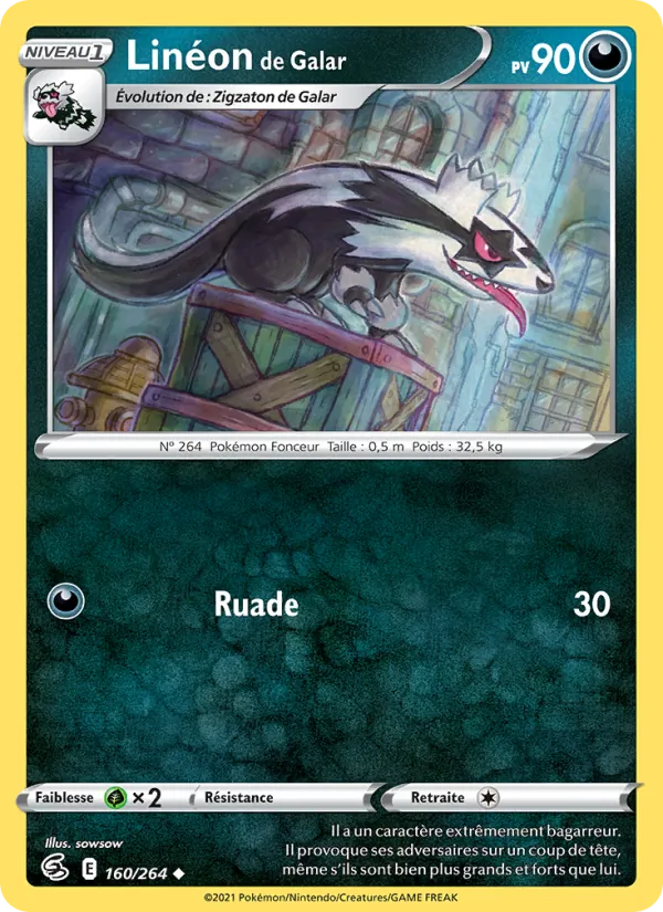 Carte Pokémon Linéon de Galar 160/264 de l'extension Poing de Fusion