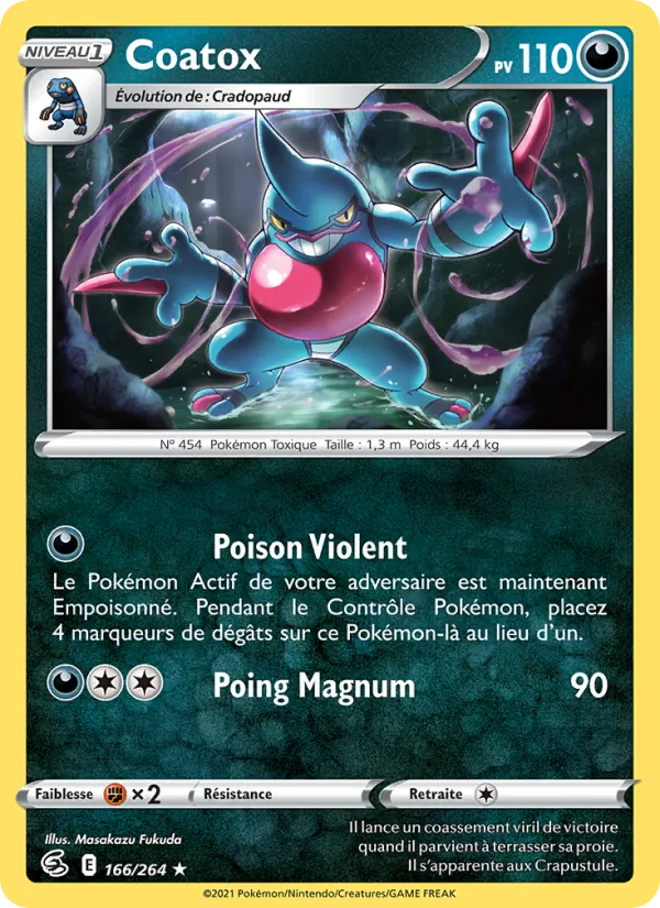 Carte Pokémon Coatox 166/264 de l'extension Poing de Fusion