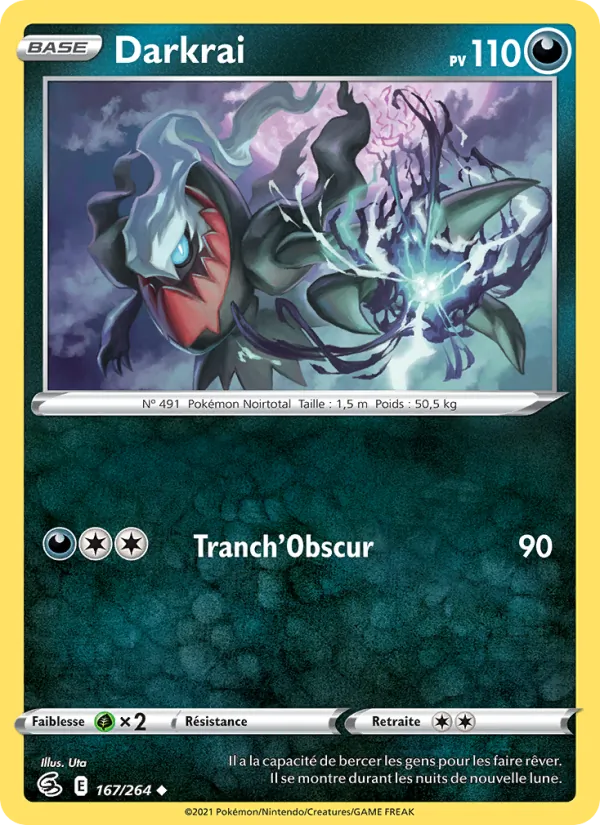 Carte Pokémon Darkrai 167/264 de l'extension Poing de Fusion