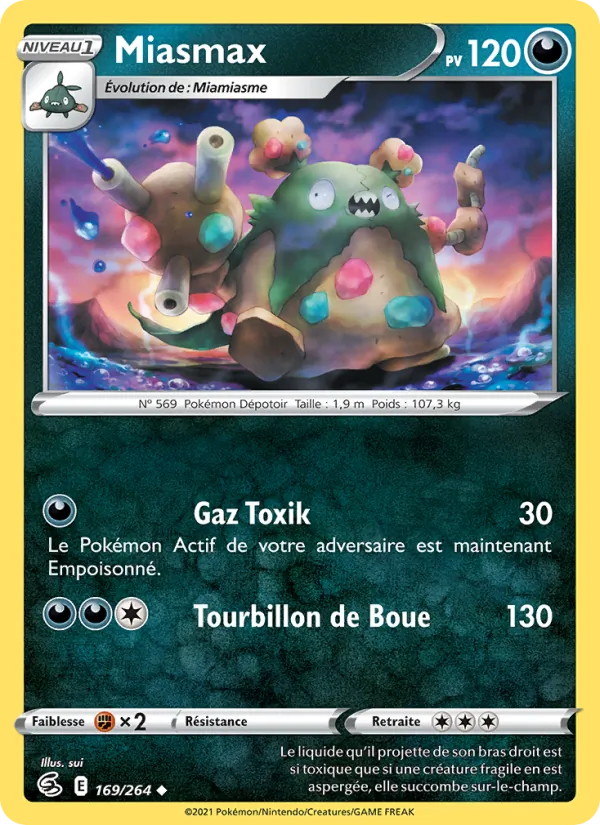 Carte Pokémon Miasmax 169/264 de l'extension Poing de Fusion
