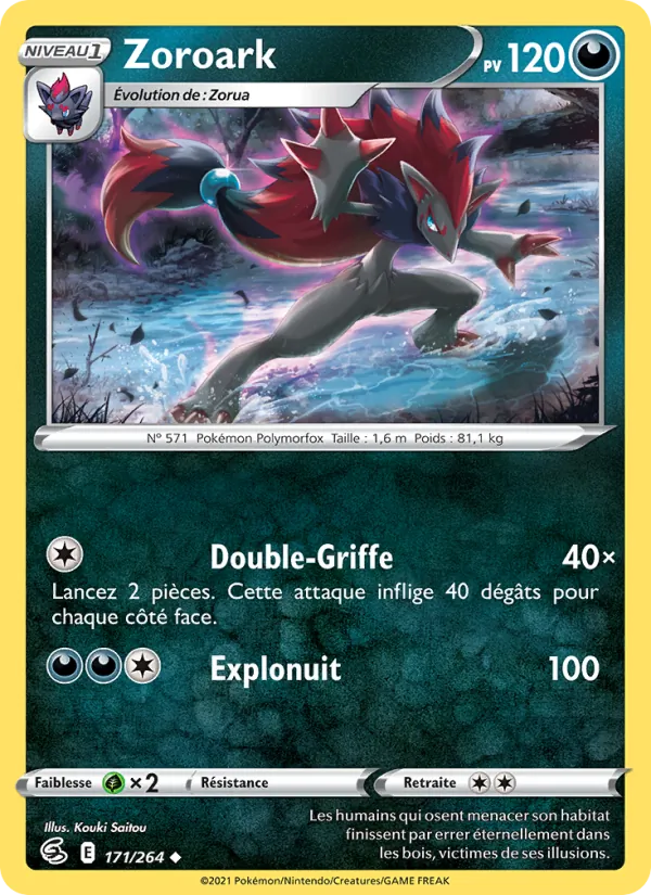 Carte Pokémon Zoroark 171/264 de l'extension Poing de Fusion