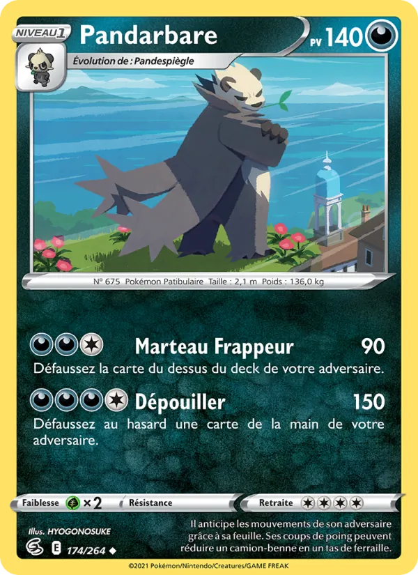 Carte Pokémon Pandarbare 174/264 de l'extension Poing de Fusion