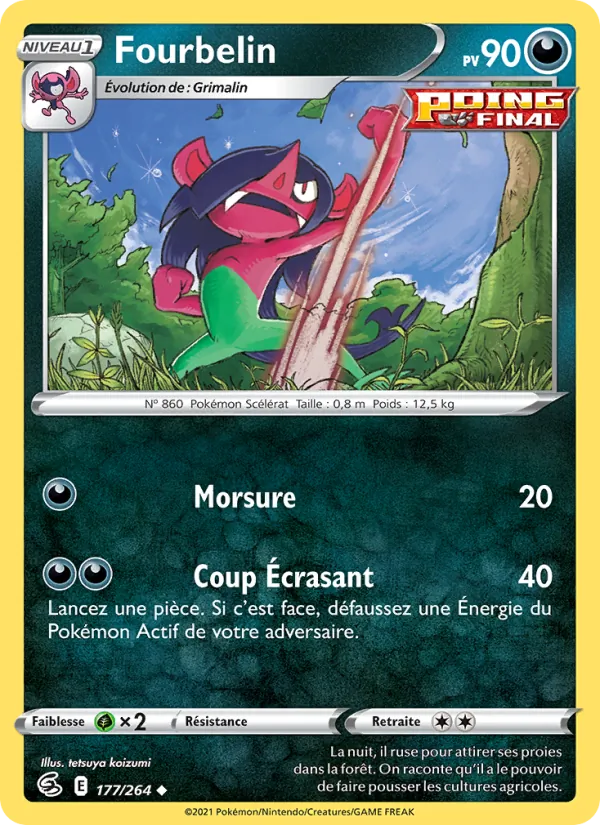Carte Pokémon Fourbelin 177/264 de l'extension Poing de Fusion