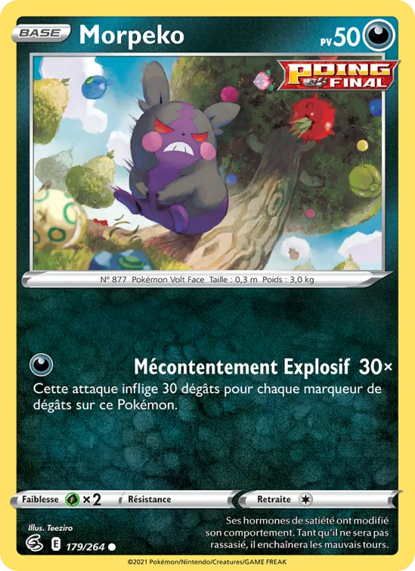 Carte Pokémon Morpeko 179/264 de l'extension Poing de Fusion