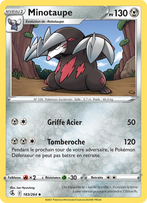 Carte Pokémon Minotaupe 183/264 de l'extension Poing de Fusion
