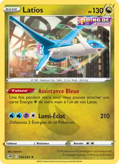 Carte Pokémon Latios 194 — Poing de Fusion