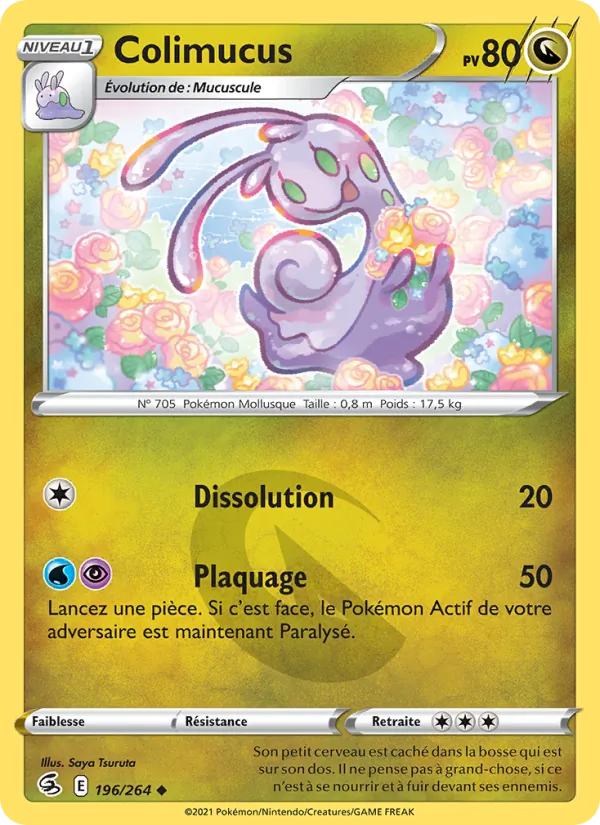 Carte Pokémon Colimucus 196/264 de l'extension Poing de Fusion