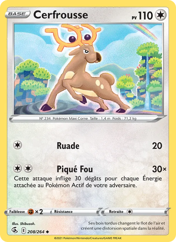 Carte Pokémon Cerfrousse 208/264 de l'extension Poing de Fusion