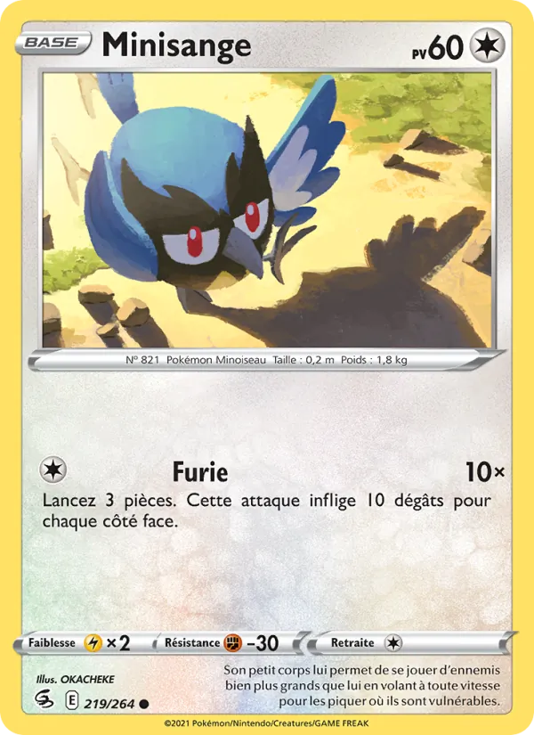 Carte Pokémon Minisange 219/264 de l'extension Poing de Fusion