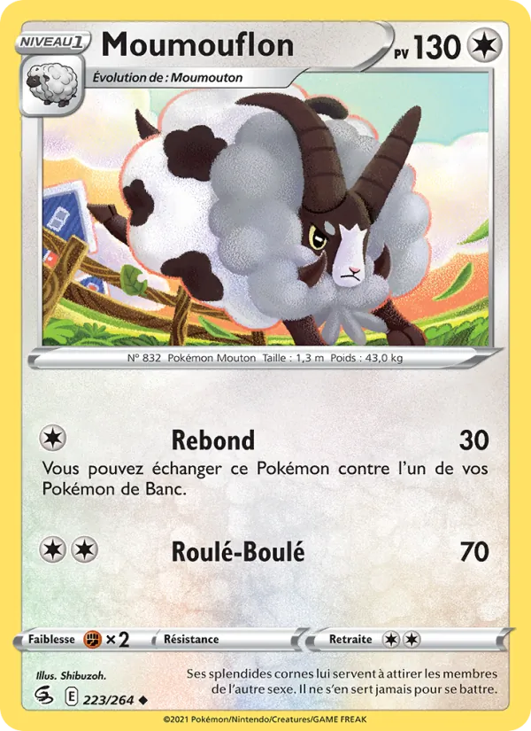 Carte Pokémon Moumouflon 223/264 de l'extension Poing de Fusion