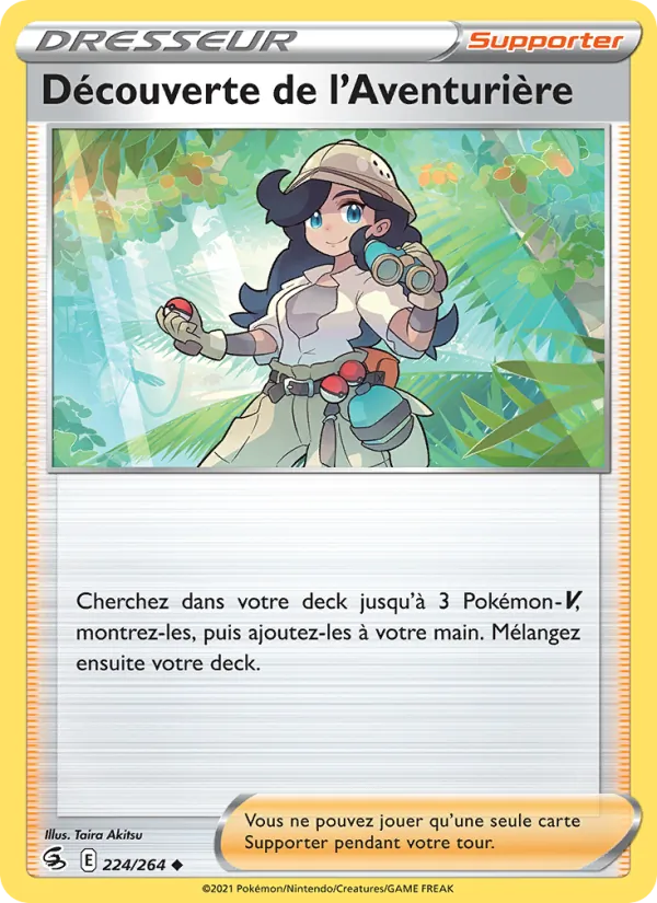 Carte Pokémon Découverte de l'Aventurière 224/264 de l'extension Poing de Fusion