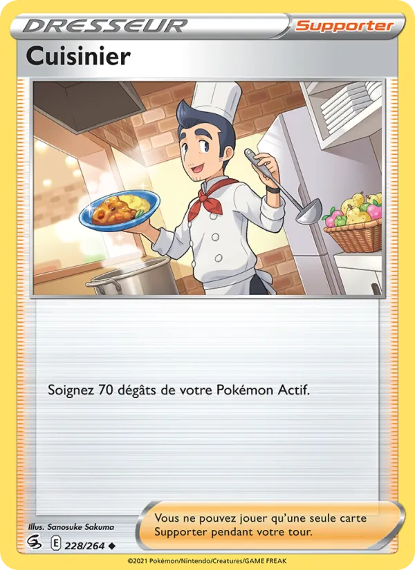 Carte Pokémon Cuisinier 228/264 de l'extension Poing de Fusion