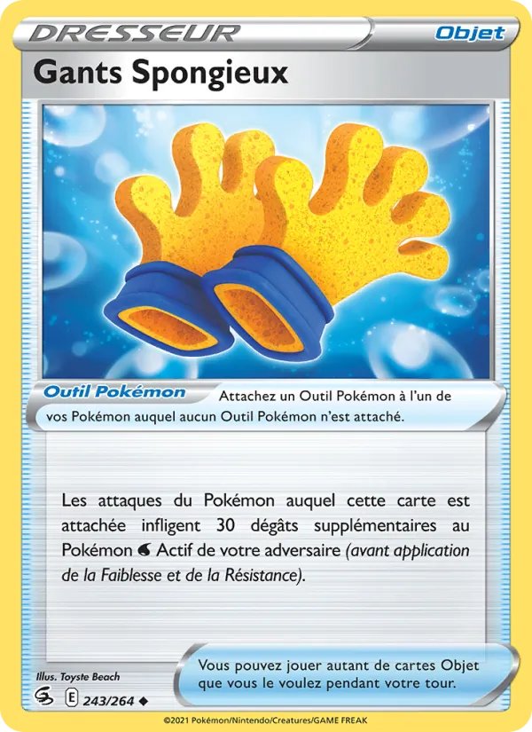 Carte Pokémon Gants Spongieux 243/264 de l'extension Poing de Fusion