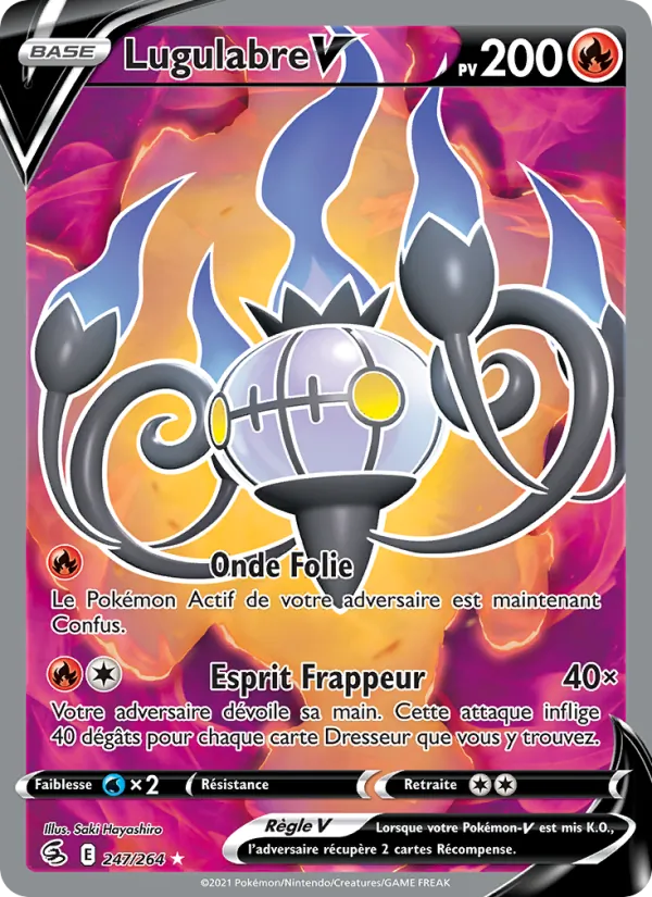 Carte Pokémon Lugulabre V 247/264 de l'extension Poing de Fusion