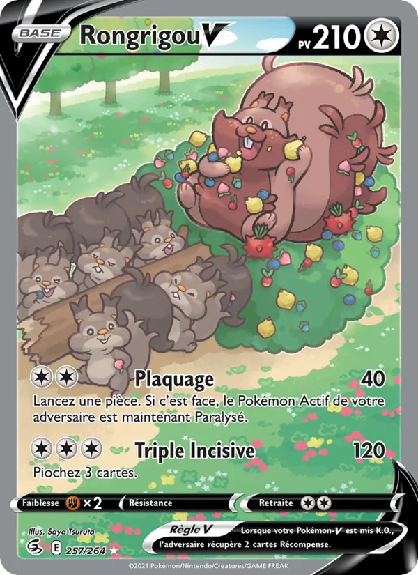 Carte Pokémon Rongrigou V 257/264 de l'extension Poing de Fusion