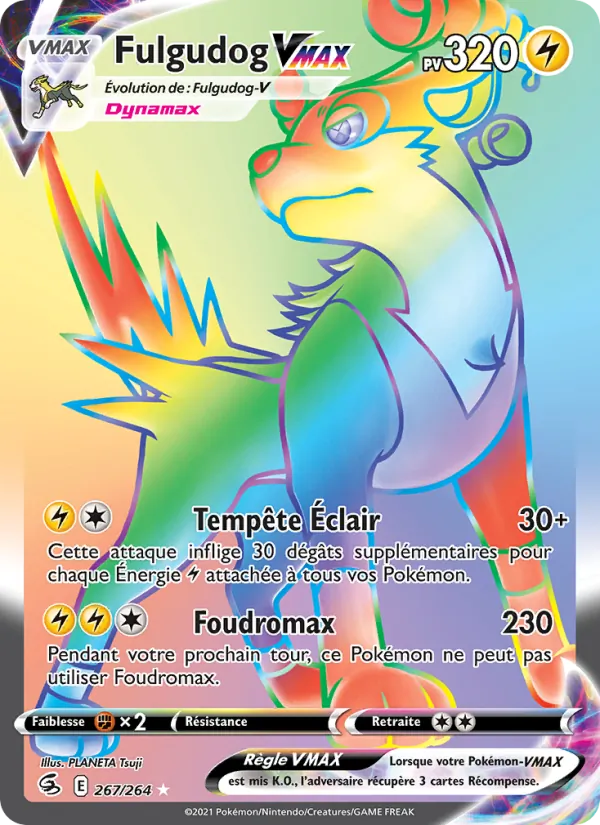 Carte Pokémon Fulgudog VMAX 267/264 de l'extension Poing de Fusion