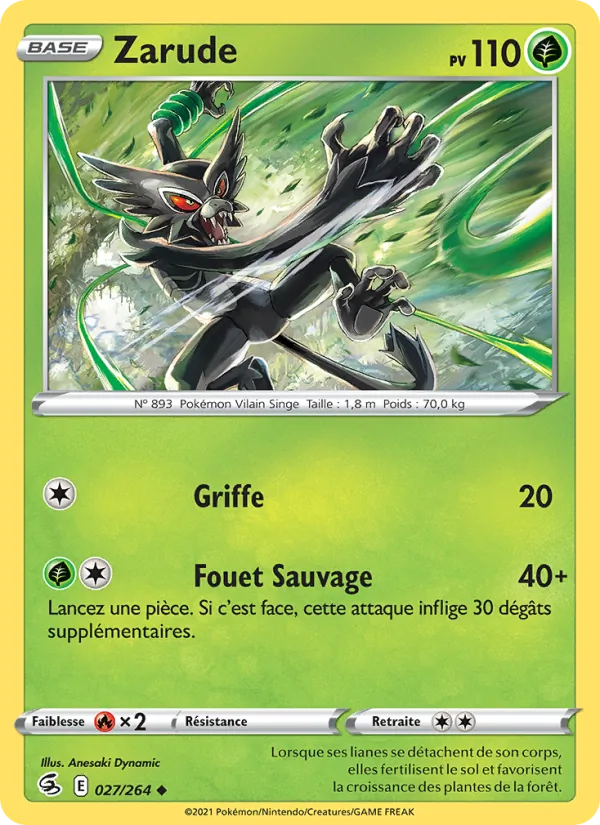 Carte Pokémon Zarude 27/264 de l'extension Poing de Fusion