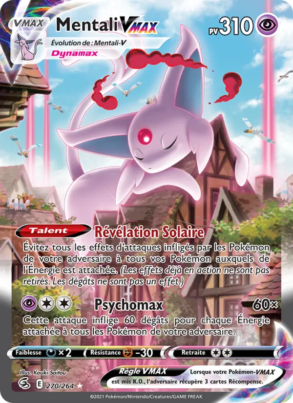 Carte Pokémon Mentali VMAX 270/264 de l'extension Poing de Fusion