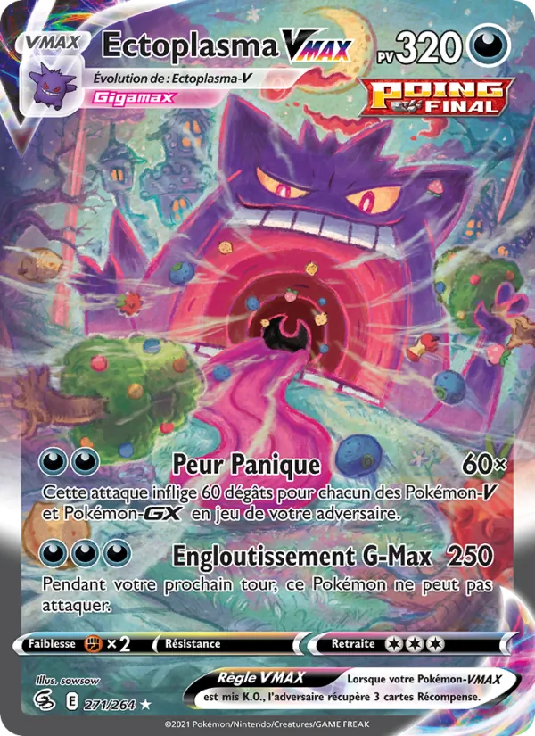 Carte Pokémon Ectoplasma VMAX 271/264 de l'extension Poing de Fusion