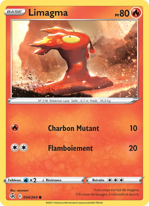 Carte Pokémon Limagma 34/264 de l'extension Poing de Fusion