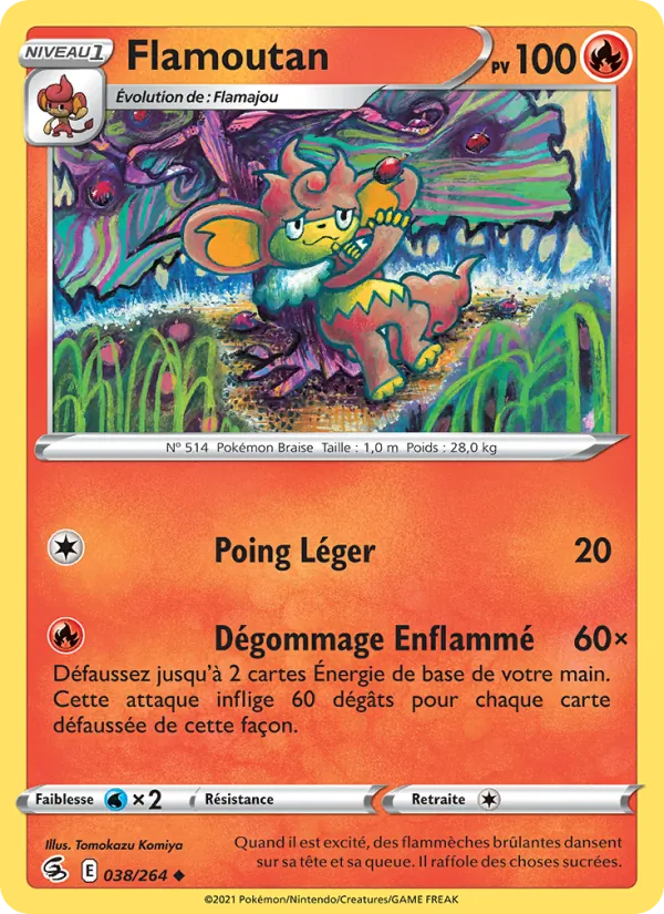Carte Pokémon Flamoutan 38/264 de l'extension Poing de Fusion
