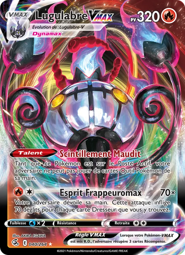 Carte Pokémon Lugulabre VMAX 40/264 de l'extension Poing de Fusion