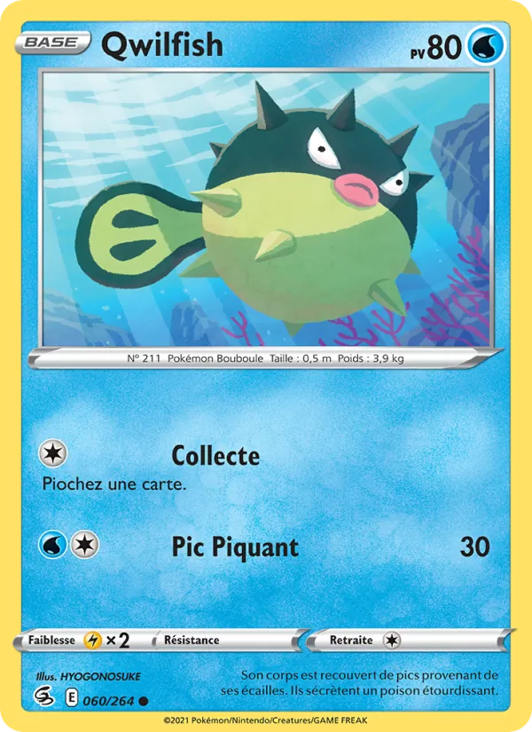 Carte Pokémon Qwilfish 60/264 de l'extension Poing de Fusion