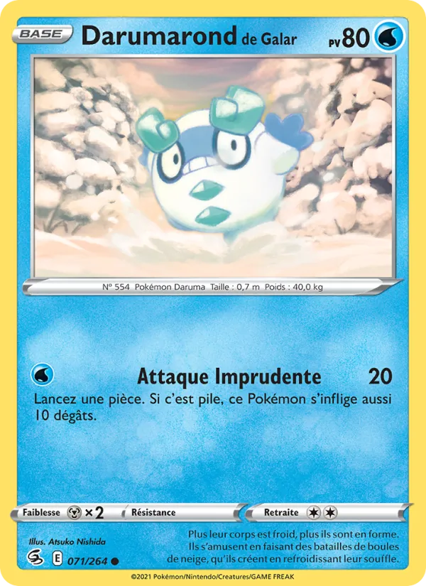 Carte Pokémon Darumarond de Galar 71/264 de l'extension Poing de Fusion