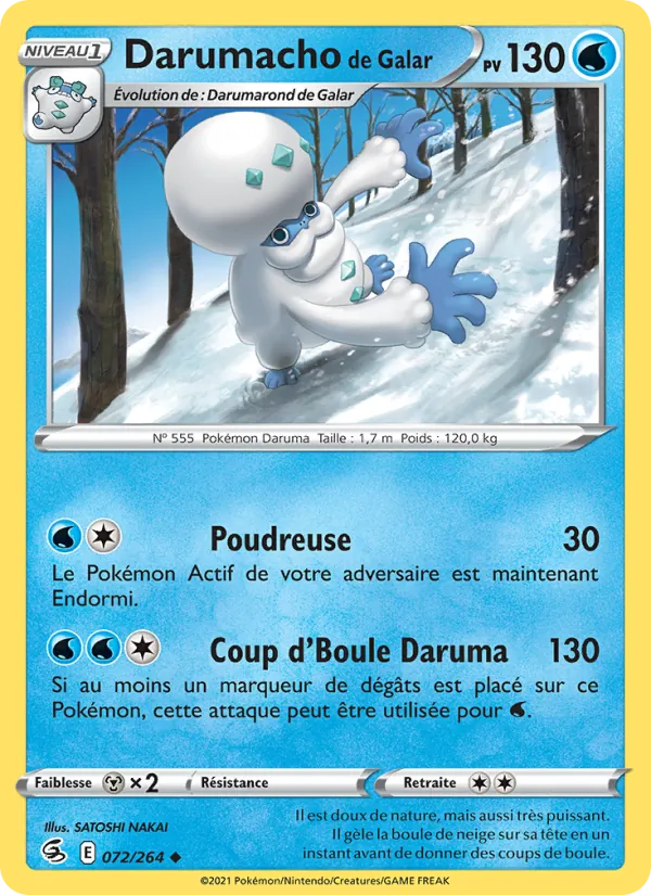 Carte Pokémon Darumacho de Galar 72/264 de l'extension Poing de Fusion