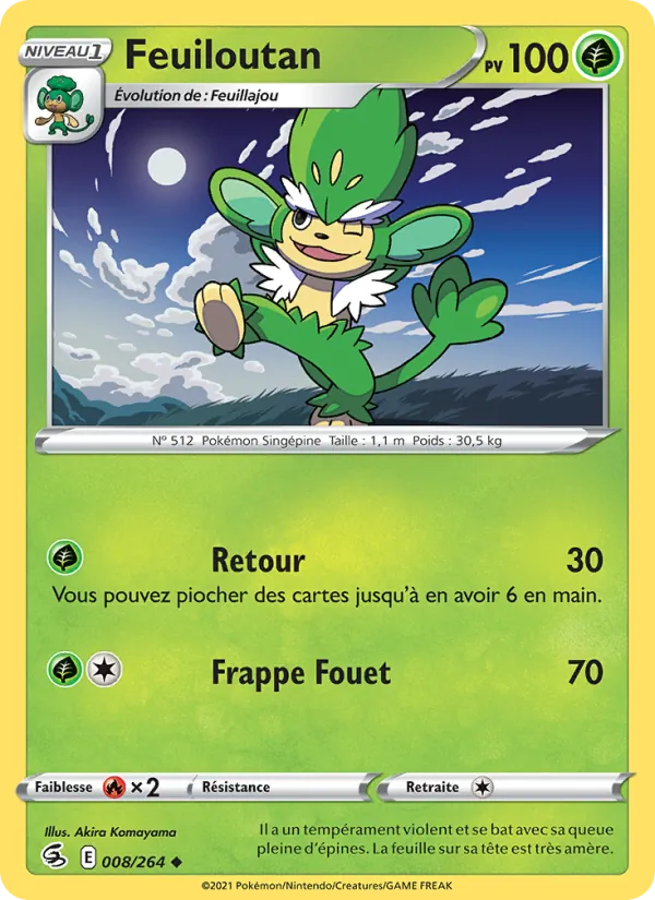 Carte Pokémon Feuiloutan 8/264 de l'extension Poing de Fusion