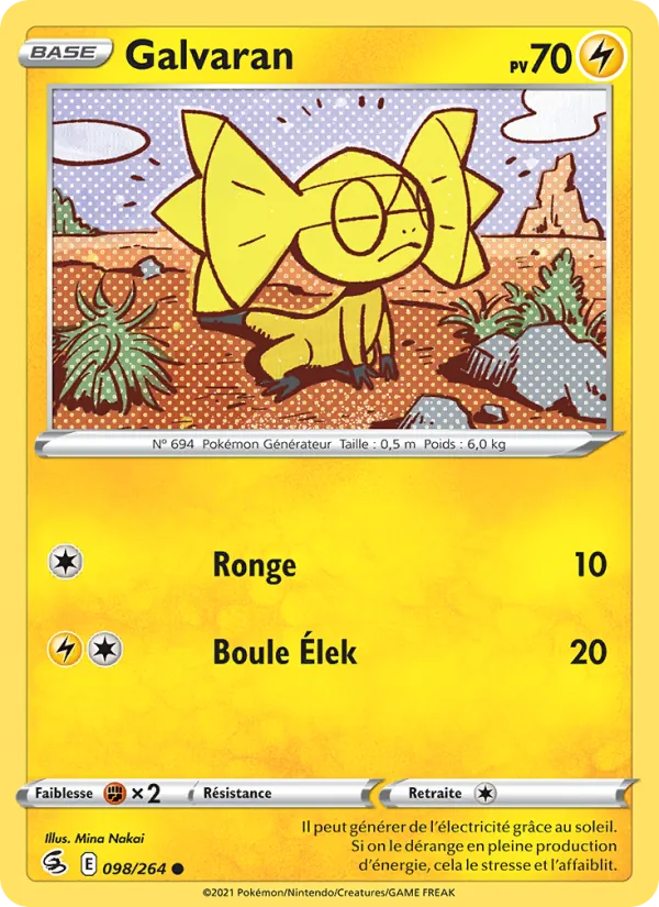 Carte Pokémon Galvaran 98/264 de l'extension Poing de Fusion