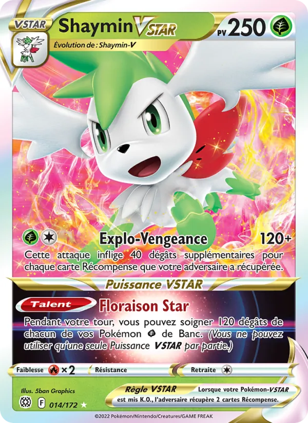 Carte Pokémon Shaymin VSTAR 014/172 de l'extension Stars Étincelantes