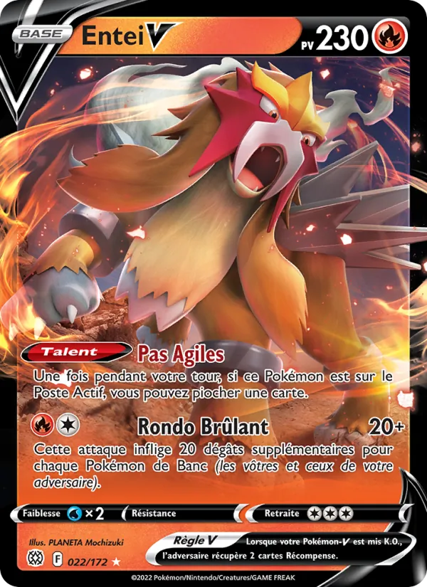 Carte Pokémon Entei V 022/172 de l'extension Stars Étincelantes