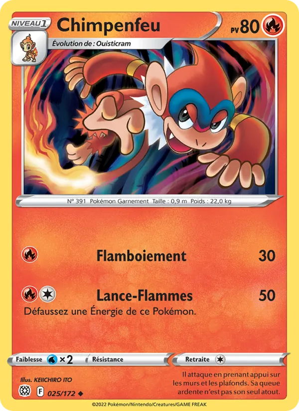 Carte Pokémon Chimpenfeu 025/172 de l'extension Stars Étincelantes