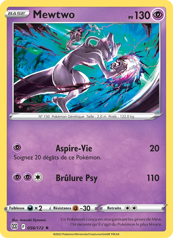 Carte Pokémon Mewtwo 056/172 de l'extension Stars Étincelantes