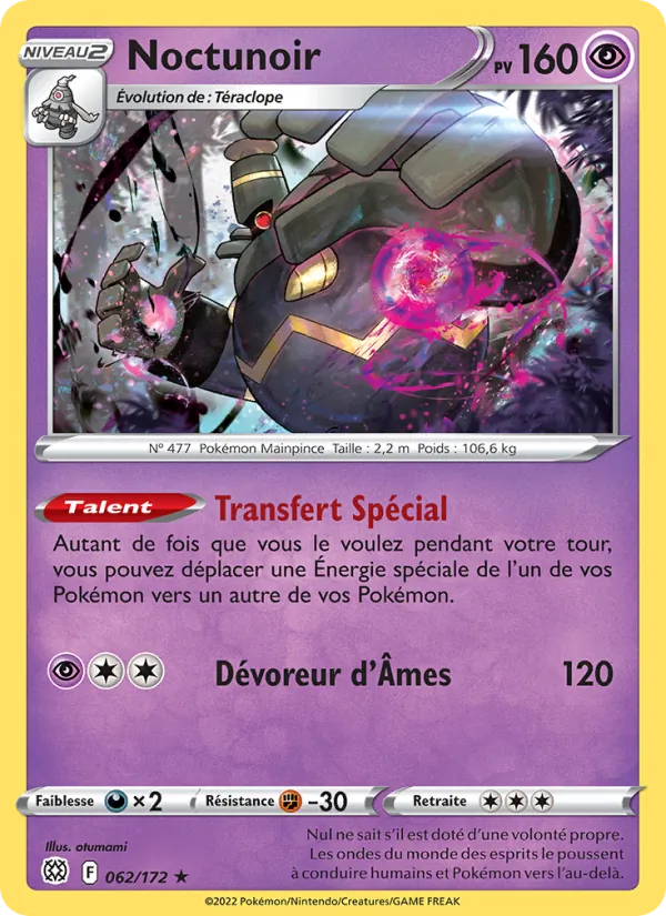Carte Pokémon Noctunoir 062/172 de l'extension Stars Étincelantes