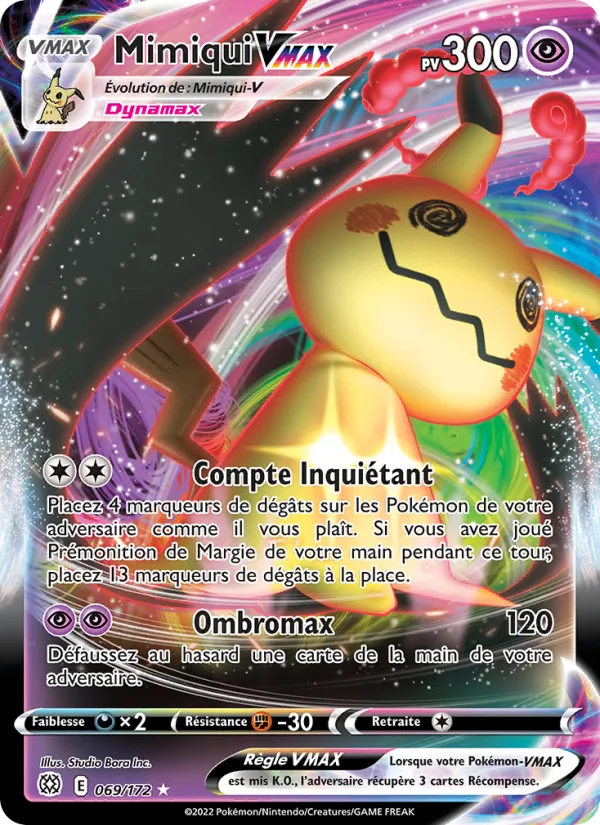 Carte Pokémon Mimiqui VMAX 069/172 de l'extension Stars Étincelantes