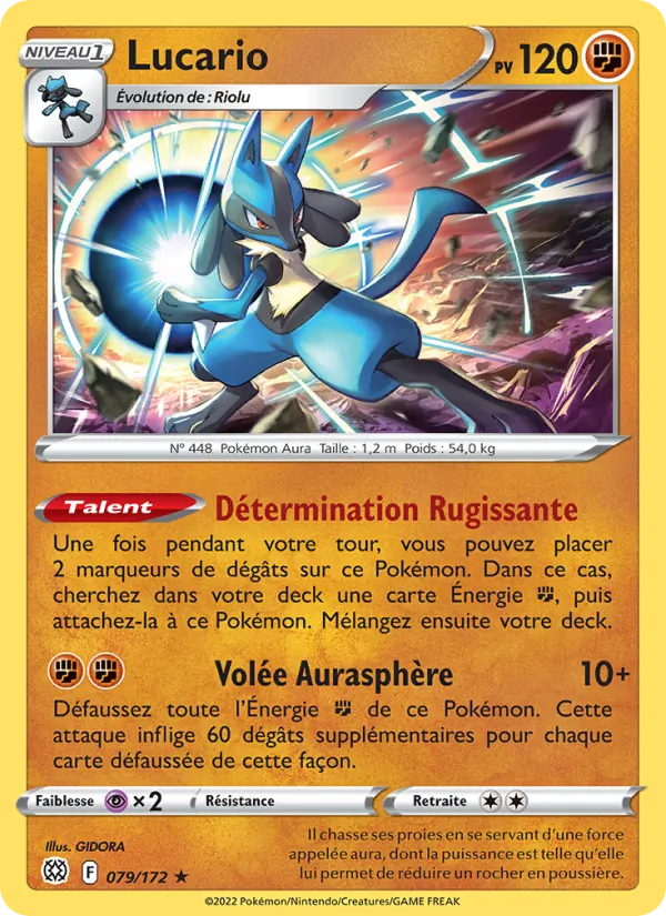 Carte Pokémon Lucario 079/172 de l'extension Stars Étincelantes
