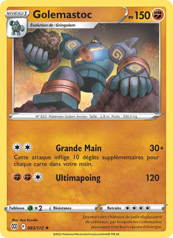 Carte Pokémon Golemastoc 083/172 de l'extension Stars Étincelantes