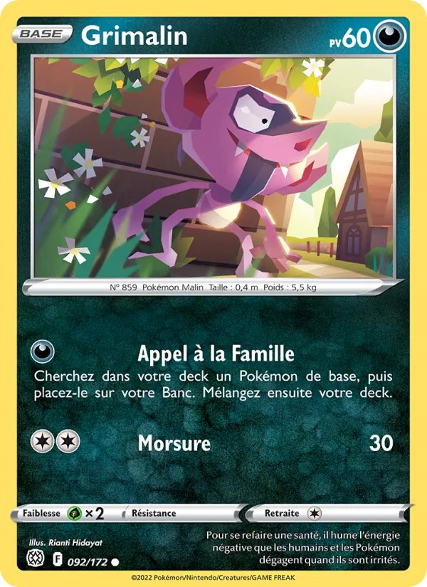 Carte Pokémon Grimalin 092/172 de l'extension Stars Étincelantes