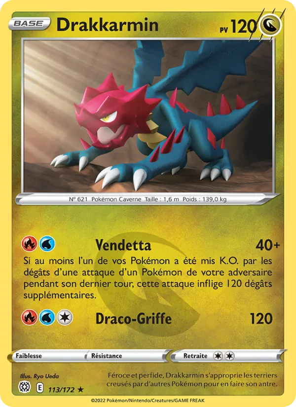 Carte Pokémon Drakkarmin 113/172 de l'extension Stars Étincelantes