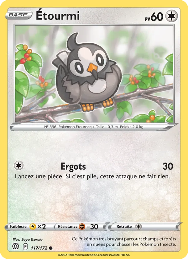 Carte Pokémon Étourmi 117/172 de l'extension Stars Étincelantes
